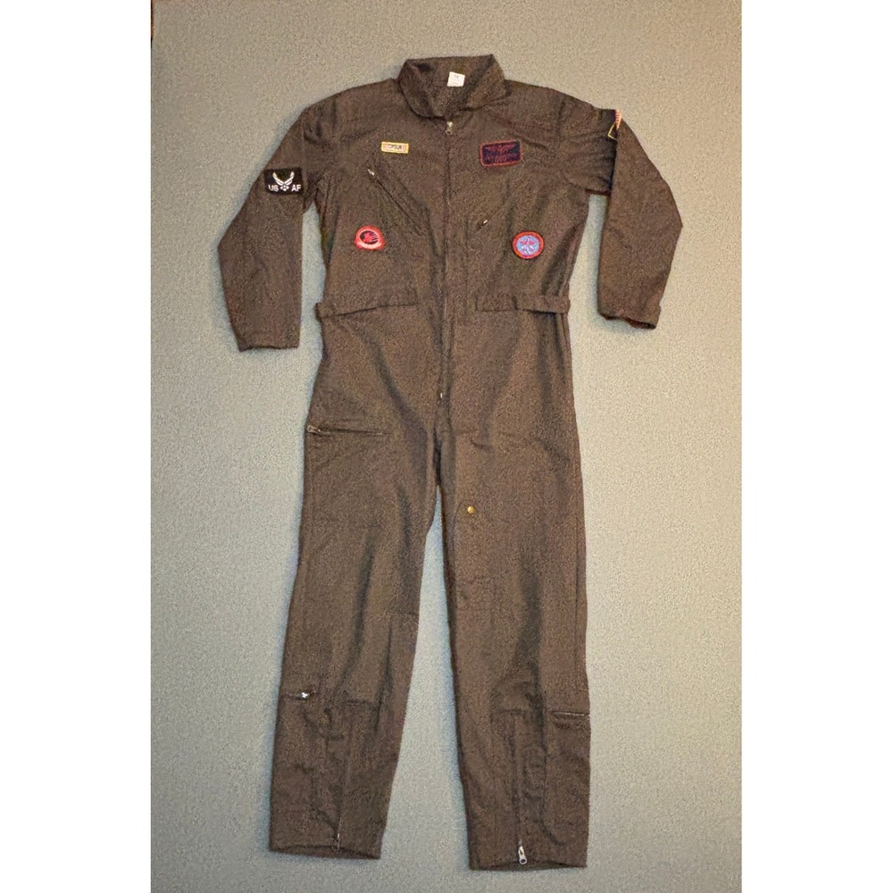 Coco Amazing Top Gun Goose Flight Suit Costume Olive Green Jumpsuit Mens S